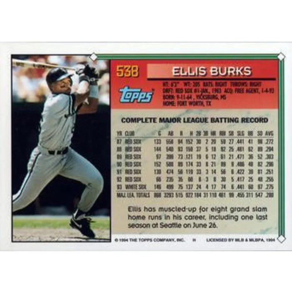 1994 Topps Ellis Burks # 538 Chicago White Sox